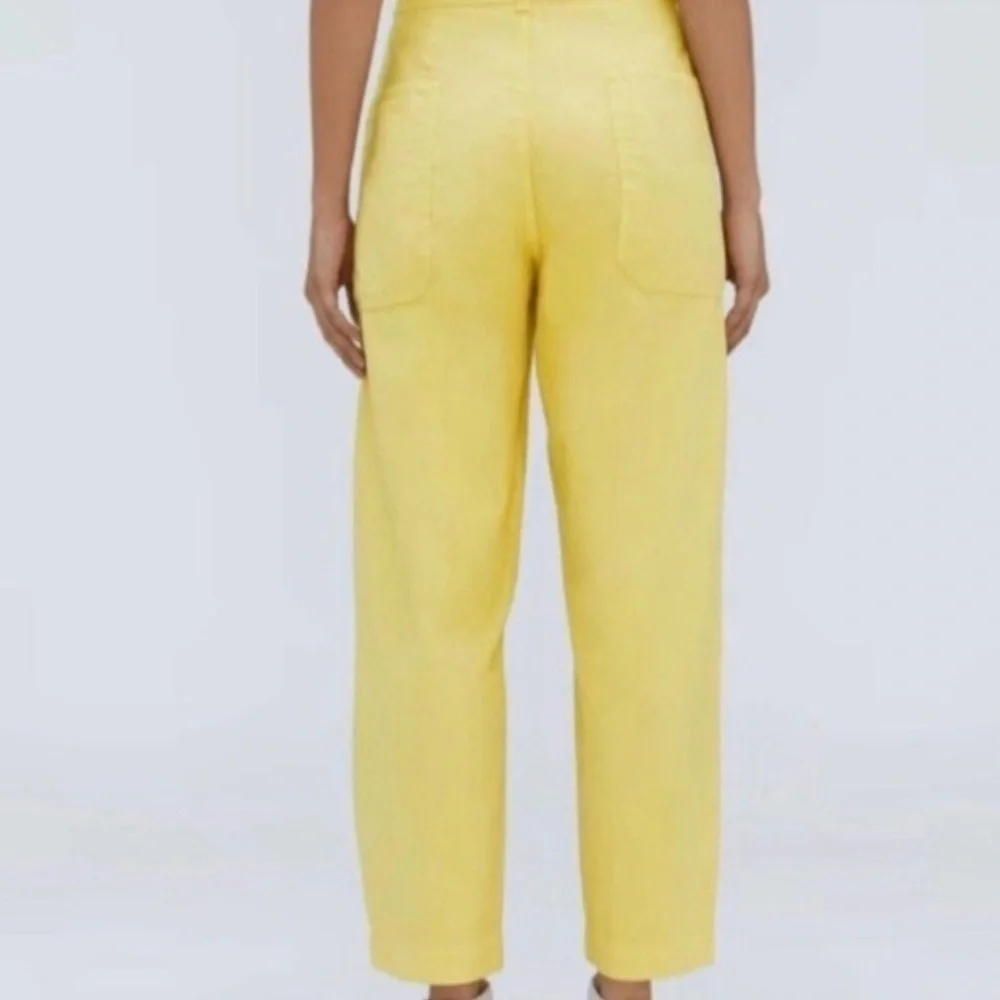 Everlane Butter Yellow The Fatigue Barrel Pant Linen Cotton Preppy Coastal 6 G2 - Picture 2 of 9